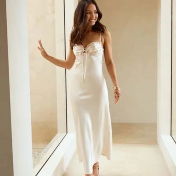 hello molly white satin dress Signature Glow Satin Mini Dress White